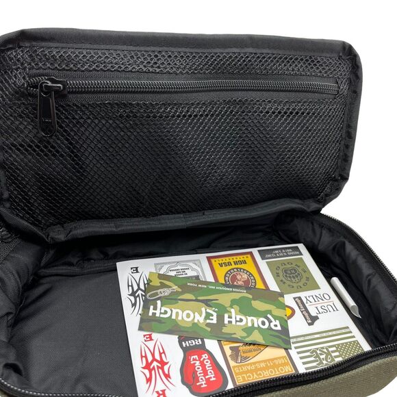 Rough Enough Small Tool Bag Pouch Zipper Big Pencil Case Set of Two Olive Green - Picture 14 of 16